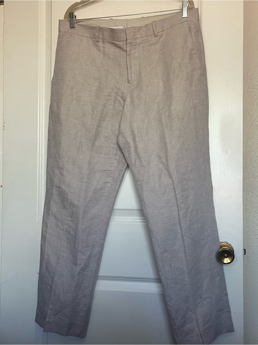 Perry Ellis Light Gray Linen-Blend Chinos - Classic Straight Fit